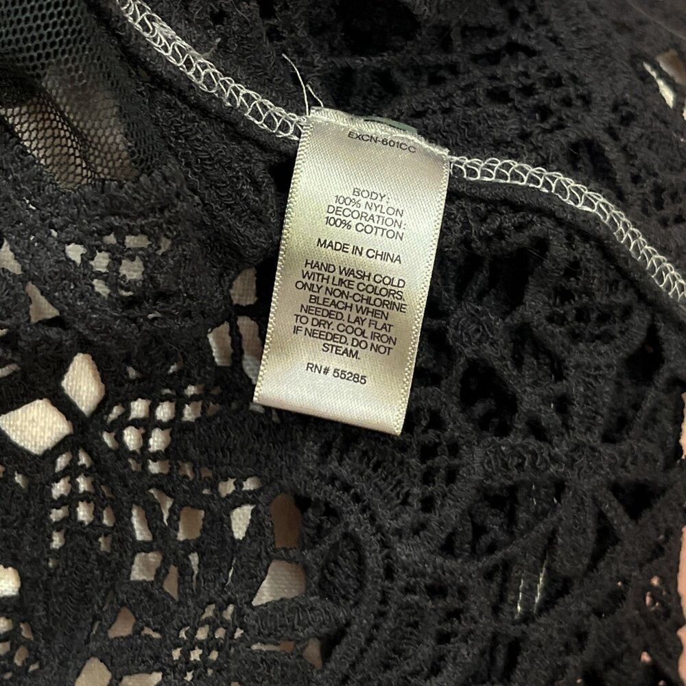 Express Black Sheer Lace Top M Long Sleeve Whimsigoth Romantic Witchcore Punk - Picture 7 of 8